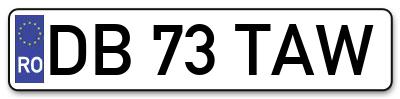 Placuta inmatriculare numar auto  DB-73-TAW, DB 73 TAW, DB73TAW