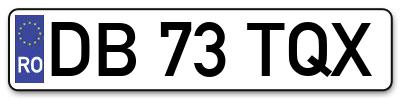 Placuta inmatriculare numar auto  DB-73-TQX, DB 73 TQX, DB73TQX