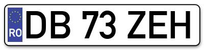 Placuta inmatriculare numar auto  DB-73-ZEH, DB 73 ZEH, DB73ZEH