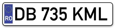 Placuta inmatriculare numar auto  DB-735-KML, DB 735 KML, DB735KML