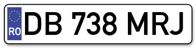 Placuta inmatriculare numar auto  DB-738-MRJ, DB 738 MRJ, DB738MRJ