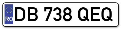 Placuta inmatriculare numar auto  DB-738-QEQ, DB 738 QEQ, DB738QEQ