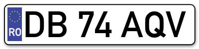 Placuta inmatriculare numar auto  DB-74-AQV, DB 74 AQV, DB74AQV