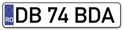 Placuta inmatriculare numar auto  DB-74-BDA, DB 74 BDA, DB74BDA