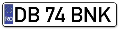 Placuta inmatriculare numar auto  DB-74-BNK, DB 74 BNK, DB74BNK