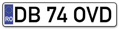 Placuta inmatriculare numar auto  DB-74-OVD, DB 74 OVD, DB74OVD