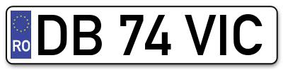 Placuta inmatriculare numar auto  DB-74-VIC, DB 74 VIC, DB74VIC