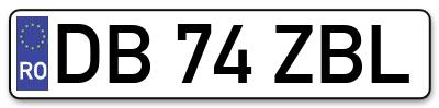 Placuta inmatriculare numar auto  DB-74-ZBL, DB 74 ZBL, DB74ZBL