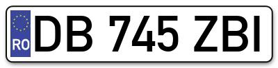 Placuta inmatriculare numar auto  DB-745-ZBI, DB 745 ZBI, DB745ZBI