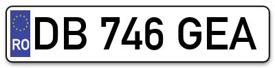 Placuta inmatriculare numar auto  DB-746-GEA, DB 746 GEA, DB746GEA