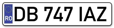Placuta inmatriculare numar auto  DB-747-IAZ, DB 747 IAZ, DB747IAZ