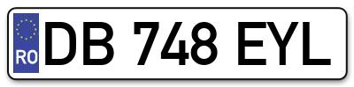 Placuta inmatriculare numar auto  DB-748-EYL, DB 748 EYL, DB748EYL