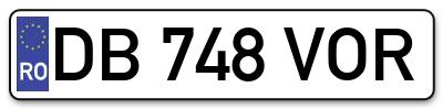 Placuta inmatriculare numar auto  DB-748-VOR, DB 748 VOR, DB748VOR