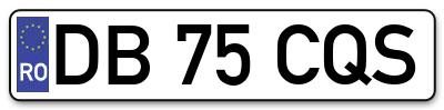 Placuta inmatriculare numar auto  DB-75-CQS, DB 75 CQS, DB75CQS