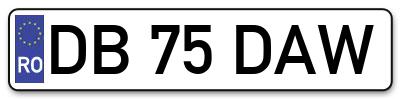 Placuta inmatriculare numar auto  DB-75-DAW, DB 75 DAW, DB75DAW