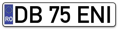 Placuta inmatriculare numar auto  DB-75-ENI, DB 75 ENI, DB75ENI