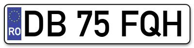 Placuta inmatriculare numar auto  DB-75-FQH, DB 75 FQH, DB75FQH