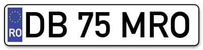 Placuta inmatriculare numar auto  DB-75-MRO, DB 75 MRO, DB75MRO