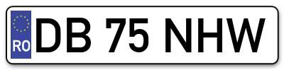 Placuta inmatriculare numar auto  DB-75-NHW, DB 75 NHW, DB75NHW