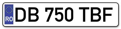 Placuta inmatriculare numar auto  DB-750-TBF, DB 750 TBF, DB750TBF