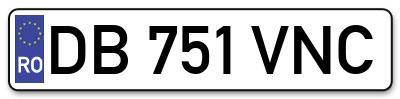Placuta inmatriculare numar auto  DB-751-VNC, DB 751 VNC, DB751VNC