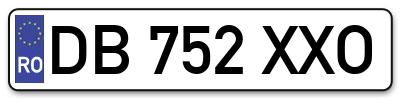 Placuta inmatriculare numar auto  DB-752-XXO, DB 752 XXO, DB752XXO