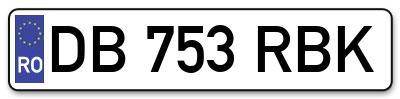 Placuta inmatriculare numar auto  DB-753-RBK, DB 753 RBK, DB753RBK