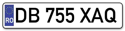 Placuta inmatriculare numar auto  DB-755-XAQ, DB 755 XAQ, DB755XAQ