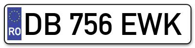 Placuta inmatriculare numar auto  DB-756-EWK, DB 756 EWK, DB756EWK