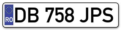 Placuta inmatriculare numar auto  DB-758-JPS, DB 758 JPS, DB758JPS