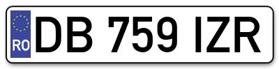 Placuta inmatriculare numar auto  DB-759-IZR, DB 759 IZR, DB759IZR