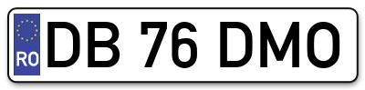 Placuta inmatriculare numar auto  DB-76-DMO, DB 76 DMO, DB76DMO