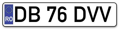 Placuta inmatriculare numar auto  DB-76-DVV, DB 76 DVV, DB76DVV