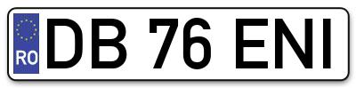 Placuta inmatriculare numar auto  DB-76-ENI, DB 76 ENI, DB76ENI