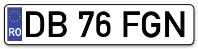 Placuta inmatriculare numar auto  DB-76-FGN, DB 76 FGN, DB76FGN