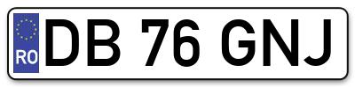 Placuta inmatriculare numar auto  DB-76-GNJ, DB 76 GNJ, DB76GNJ