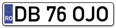 Placuta inmatriculare numar auto  DB-76-OJO, DB 76 OJO, DB76OJO