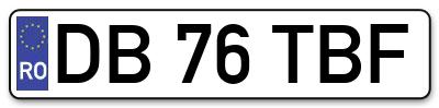 Placuta inmatriculare numar auto  DB-76-TBF, DB 76 TBF, DB76TBF