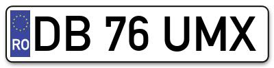 Placuta inmatriculare numar auto  DB-76-UMX, DB 76 UMX, DB76UMX