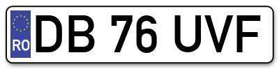 Placuta inmatriculare numar auto  DB-76-UVF, DB 76 UVF, DB76UVF