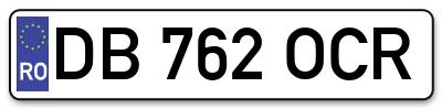 Placuta inmatriculare numar auto  DB-762-OCR, DB 762 OCR, DB762OCR
