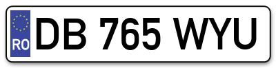 Placuta inmatriculare numar auto  DB-765-WYU, DB 765 WYU, DB765WYU