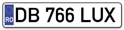 Placuta inmatriculare numar auto  DB-766-LUX, DB 766 LUX, DB766LUX