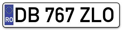 Placuta inmatriculare numar auto  DB-767-ZLO, DB 767 ZLO, DB767ZLO