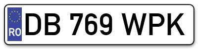 Placuta inmatriculare numar auto  DB-769-WPK, DB 769 WPK, DB769WPK