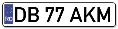 Placuta inmatriculare numar auto  DB-77-AKM, DB 77 AKM, DB77AKM