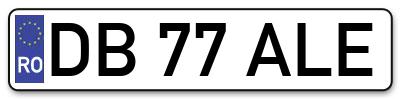 Placuta inmatriculare numar auto  DB-77-ALE, DB 77 ALE, DB77ALE