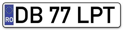 Placuta inmatriculare numar auto  DB-77-LPT, DB 77 LPT, DB77LPT
