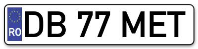 Placuta inmatriculare numar auto  DB-77-MET, DB 77 MET, DB77MET