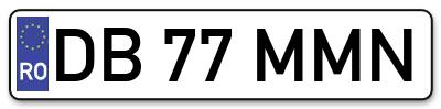 Placuta inmatriculare numar auto  DB-77-MMN, DB 77 MMN, DB77MMN